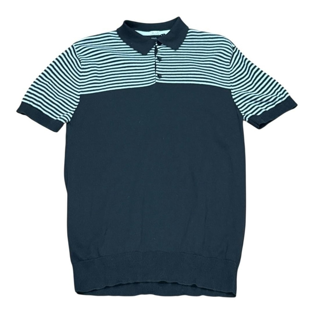 Brave Soul Polo Shirt Mens Large Navy Stripe MK-279EISNER Cotton Casual
